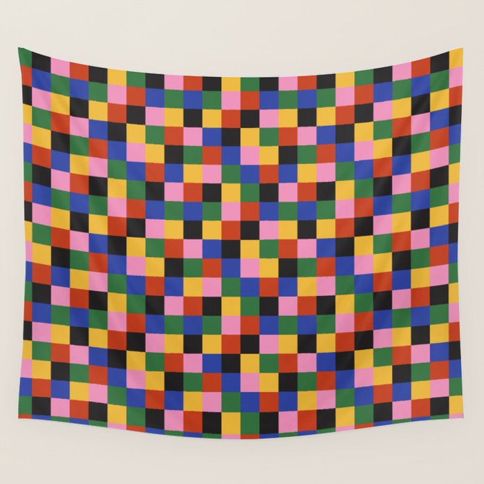 Bold Colorful Checks Pattern - Small XVII Wall Tapestry Gallery Image 1