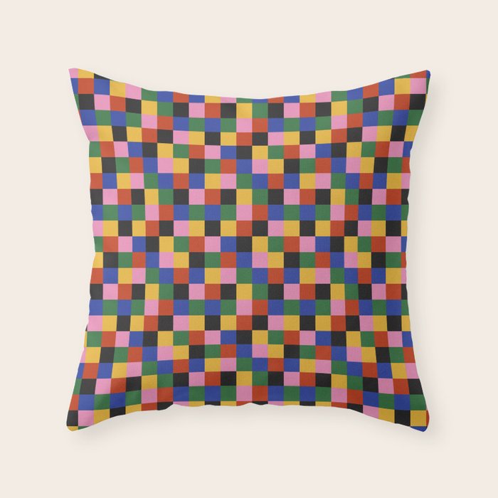 Bold Colorful Checks Pattern - Small XVII Throw Pillow Gallery Image 1