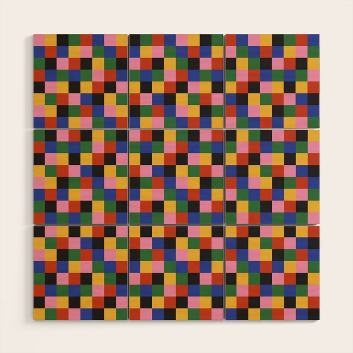 Bold Colorful Checks Pattern - Small XVII Wood Wall Art Gallery Image 1