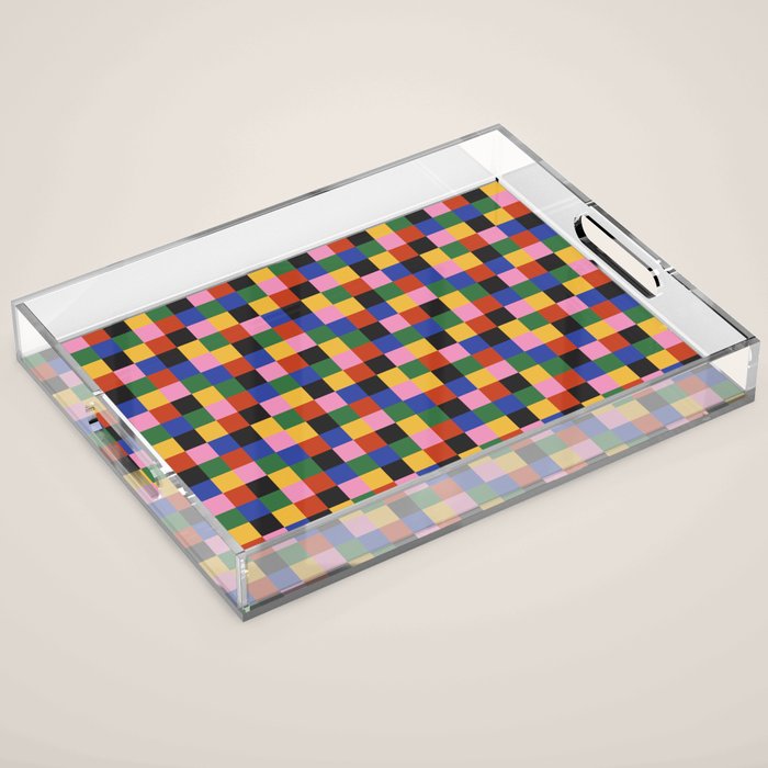 Bold Colorful Checks Pattern - Small XVII Acrylic Tray Gallery Image 1