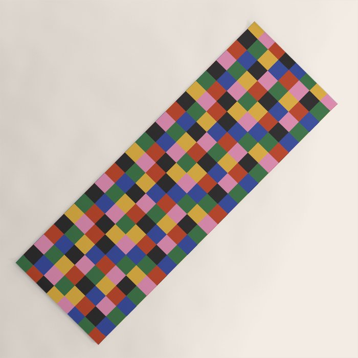 Bold Colorful Checks Pattern - Small XVII Yoga Mat Gallery Image 1