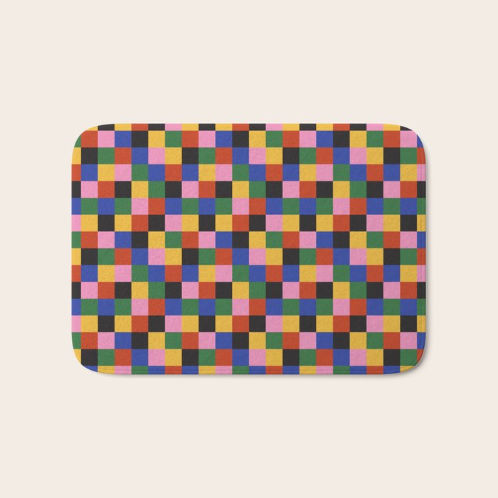 Bold Colorful Checks Pattern - Small XVII Bath Mat Gallery Image 1