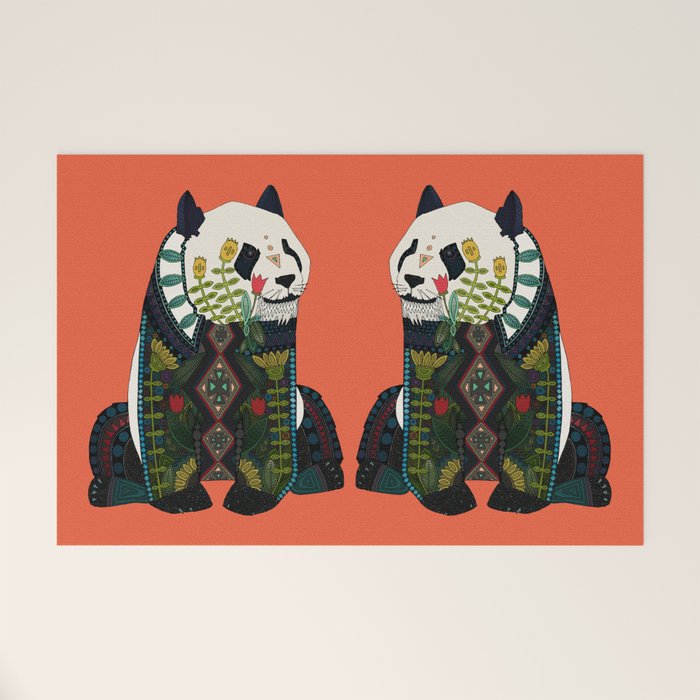 panda orange Welcome Mat Gallery Image 1