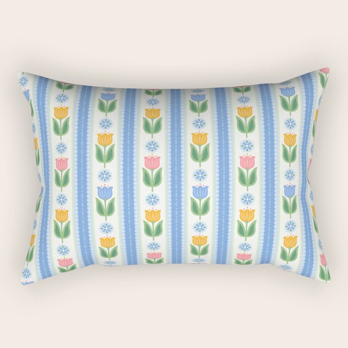 Cup of Tea Floral - Multi-color on White Rectangular Pillow Gallery Image 1