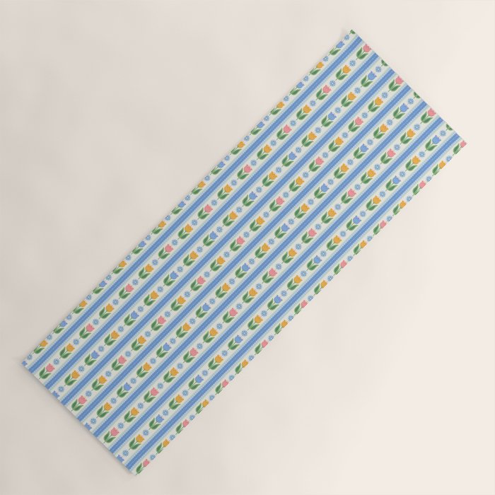 Cup of Tea Floral - Multi-color on White Yoga Mat Gallery Image 1