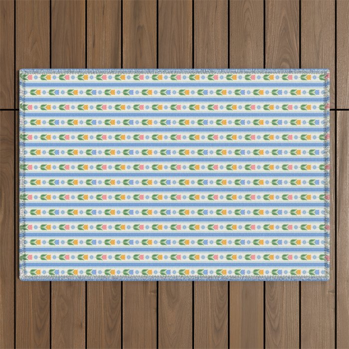 Cup of Tea Floral - Multi-color on White Outdoor Rug Gallery Image 1