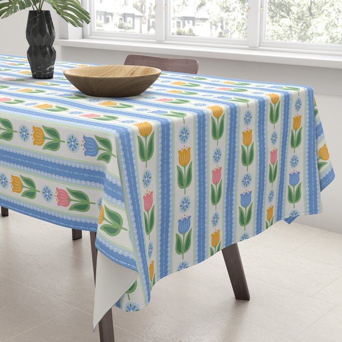 Cup of Tea Floral - Multi-color on White Tablecloth Gallery Image 3