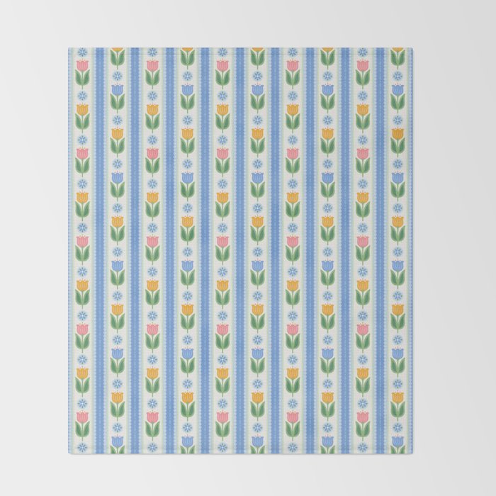 Cup of Tea Floral - Multi-color on White Throw Blanket Gallery Image 2