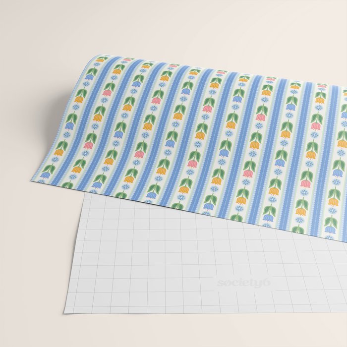 Cup of Tea Floral - Multi-color on White Wrapping Paper Gallery Image 2