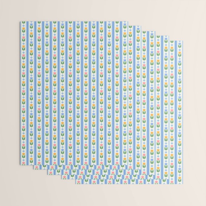 Cup of Tea Floral - Multi-color on White Wrapping Paper Gallery Image 3
