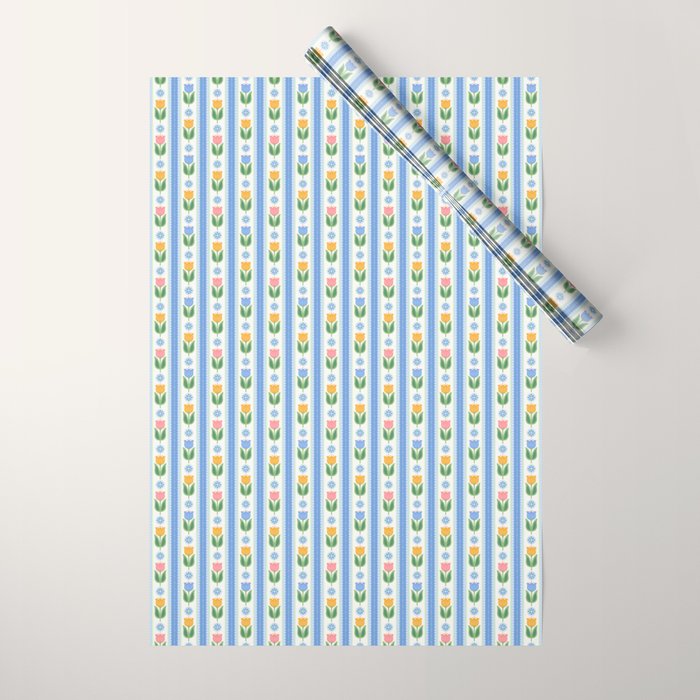 Cup of Tea Floral - Multi-color on White Wrapping Paper Gallery Image 1