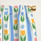 Cup of Tea Floral - Multi-color on White Window Curtain Gallery Image 2