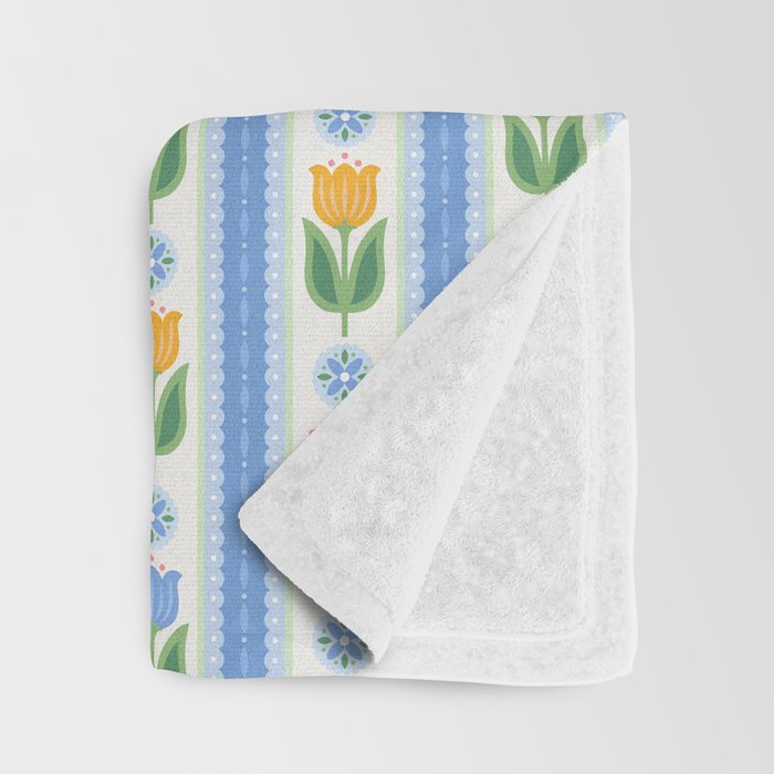 Cup of Tea Floral - Multi-color on White Throw Blanket Gallery Image 3