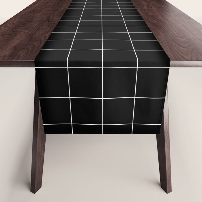 Windowpane Check Grid (white/black) Table Runner Gallery Image 1