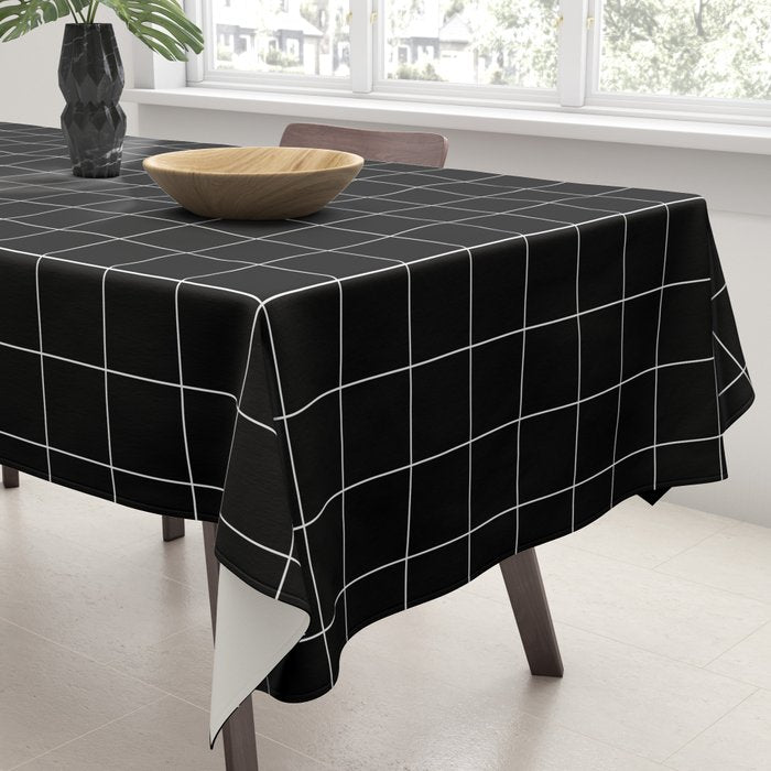 Windowpane Check Grid (white/black) Tablecloth Gallery Image 3