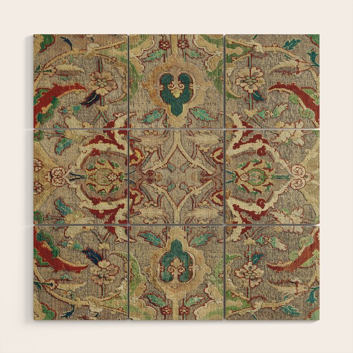 Safavid Dynasty Floral Carpet Wood Wall Art Gallery Image 1