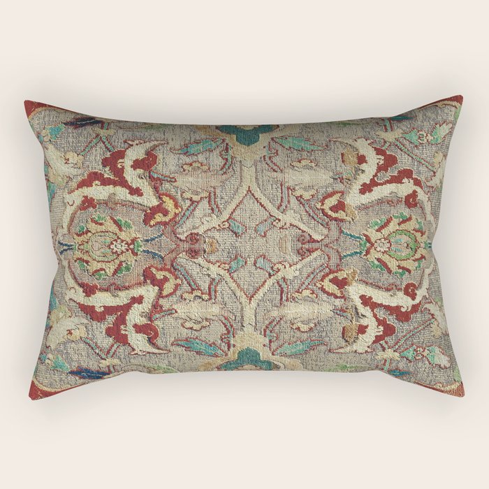 Safavid Dynasty Floral Carpet Rectangular Pillow Gallery Image 1