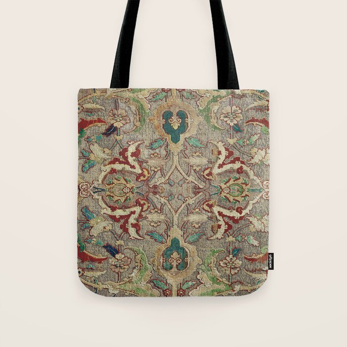 Safavid Dynasty Floral Carpet Tote Bag Gallery Image 1