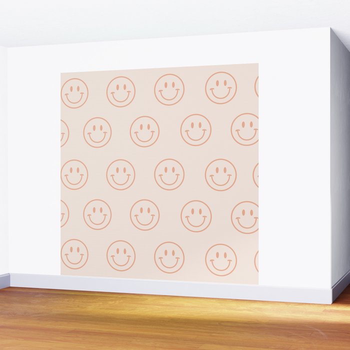 Beige/Peach Smiley Pattern Wall Mural Gallery Image 2