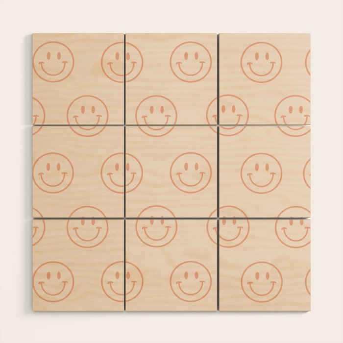 Beige/Peach Smiley Pattern Wood Wall Art Gallery Image 1
