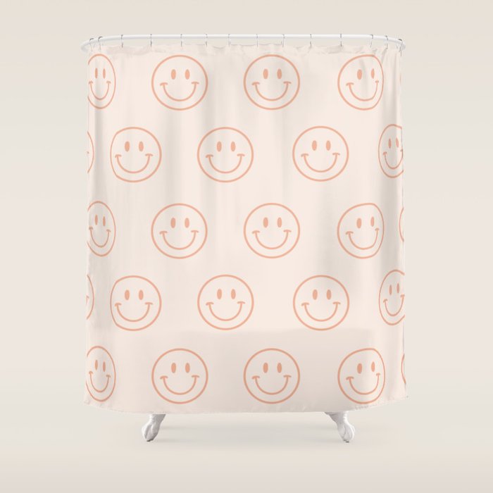Beige/Peach Smiley Pattern Shower Curtain Gallery Image 1
