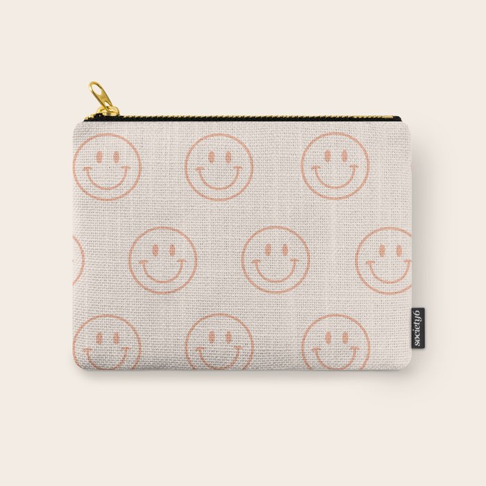 Beige/Peach Smiley Pattern Carry All Pouch Gallery Image 1