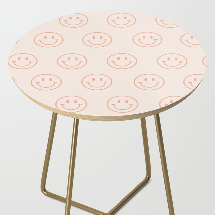 Beige/Peach Smiley Pattern Side Table Gallery Image 2