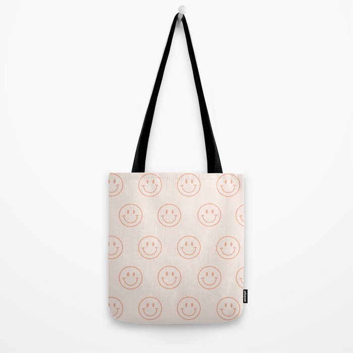 Beige/Peach Smiley Pattern Tote Bag Gallery Image 2