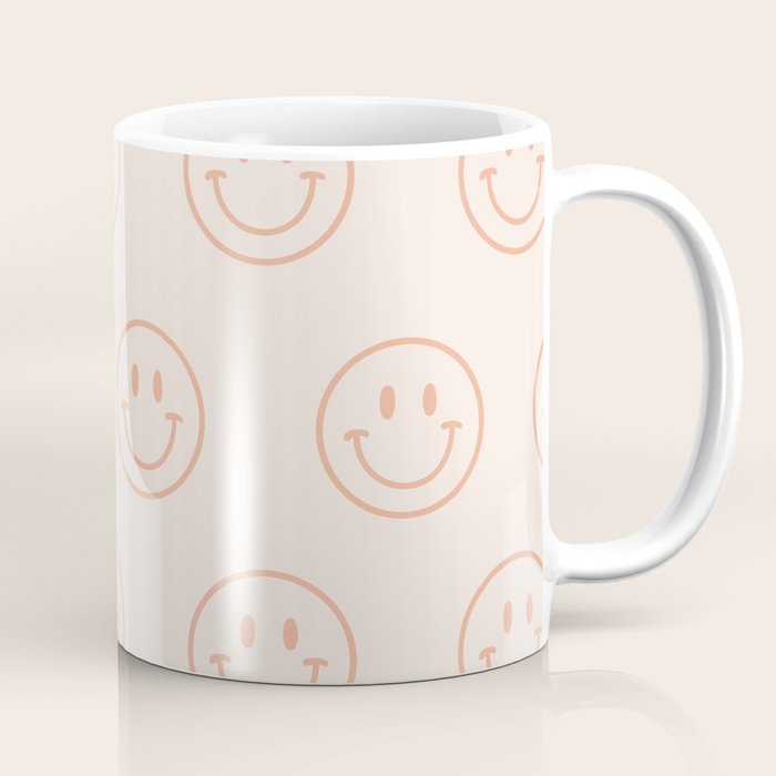 Beige/Peach Smiley Pattern Coffee Mug Gallery Image 1