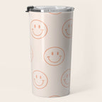 Beige/Peach Smiley Pattern Travel Mug Gallery Image 3