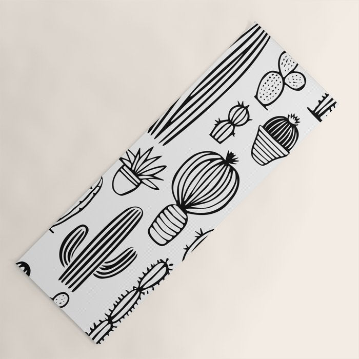 Cactus plant doodle art pattern Yoga Mat Gallery Image 1