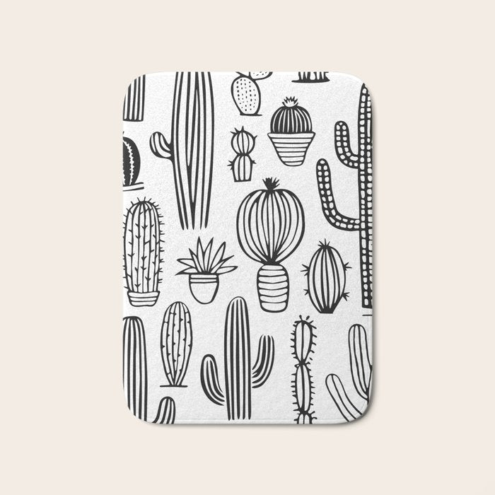 Cactus plant doodle art pattern Bath Mat Gallery Image 1