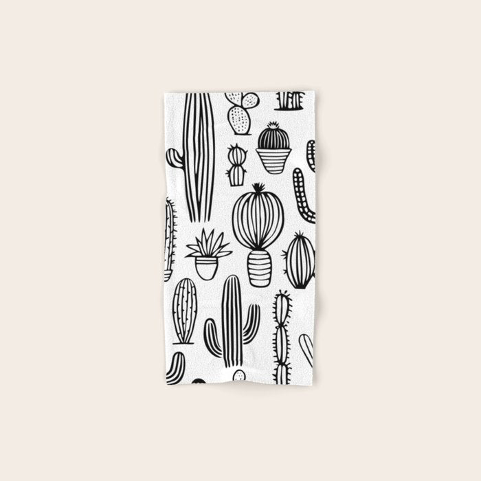 Cactus plant doodle art pattern Bath Towel Gallery Image 1
