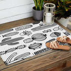 Cactus plant doodle art pattern Outdoor Rug Gallery Image 2