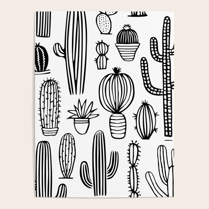 Cactus plant doodle art pattern Poster Gallery Image 4