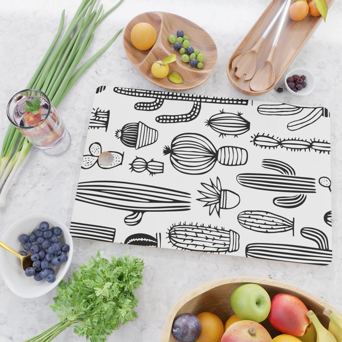 Cactus plant doodle art pattern Cutting Board Gallery Image 2