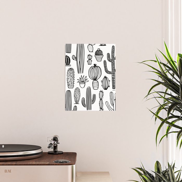 Cactus plant doodle art pattern Poster Gallery Image 2