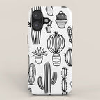 Cactus plant doodle art pattern iPhone Case Gallery Image 1