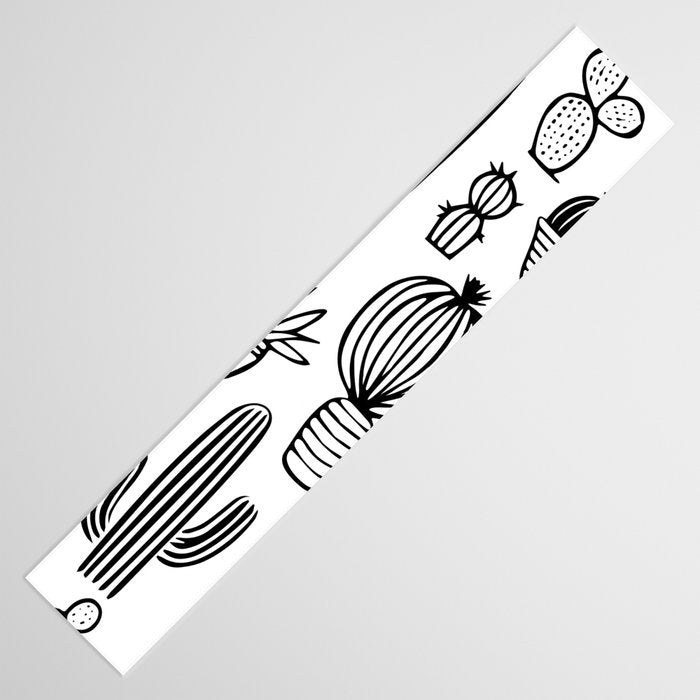 Cactus plant doodle art pattern Table Runner Gallery Image 3