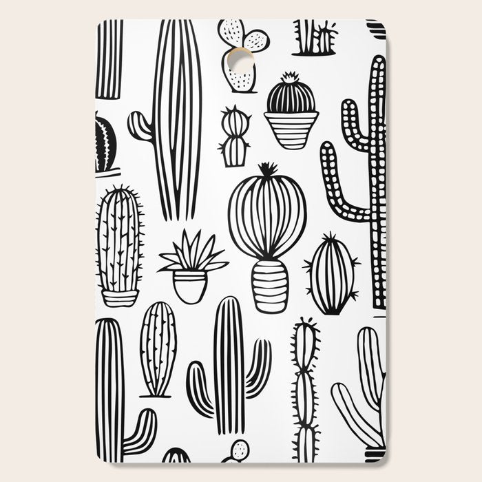 Cactus plant doodle art pattern Cutting Board Gallery Image 1