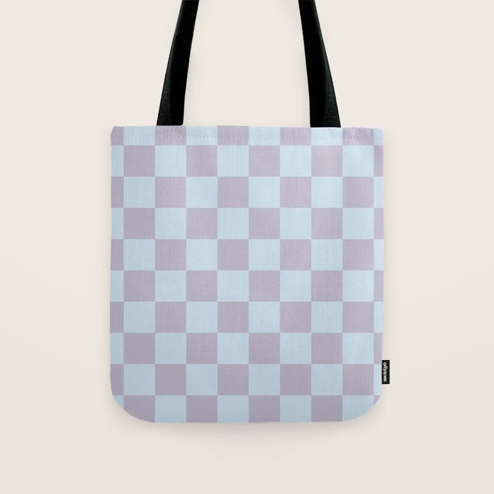 Soft Sky x Powdered Lavender Mixed Checker Tote Bag Gallery Image 1