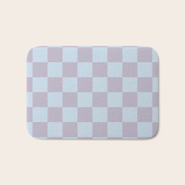 Soft Sky x Powdered Lavender Mixed Checker Bath Mat Gallery Image 1