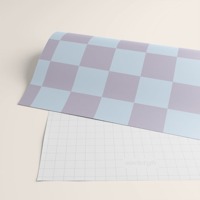 Soft Sky x Powdered Lavender Mixed Checker Wrapping Paper Gallery Image 2
