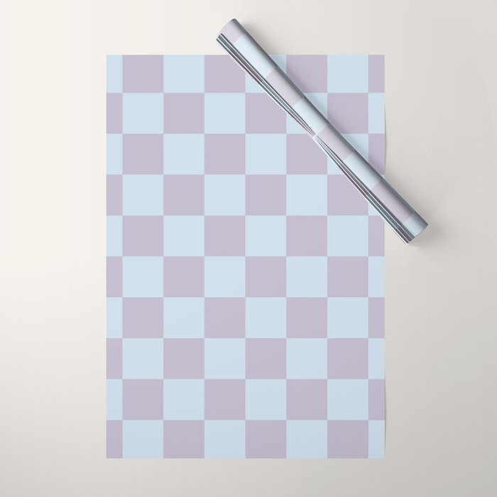 Soft Sky x Powdered Lavender Mixed Checker Wrapping Paper Gallery Image 1