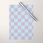 Soft Sky x Powdered Lavender Mixed Checker Wrapping Paper Gallery Image 1