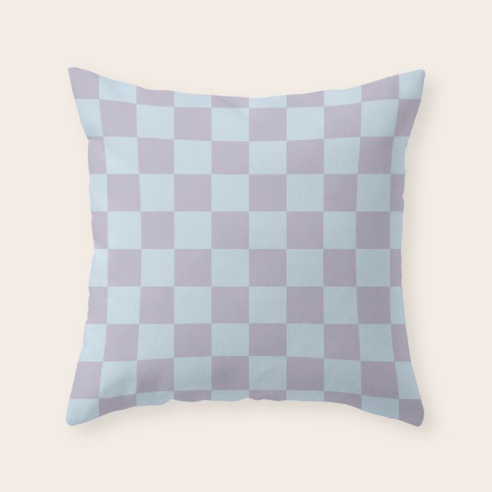 Soft Sky x Powdered Lavender Mixed Checker Throw Pillow Gallery Image 6
