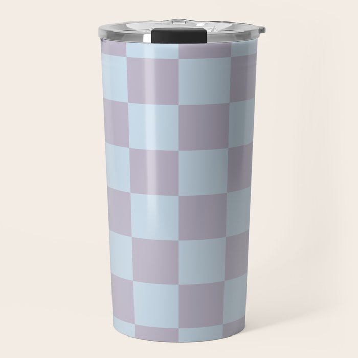 Soft Sky x Powdered Lavender Mixed Checker Travel Mug Gallery Image 1