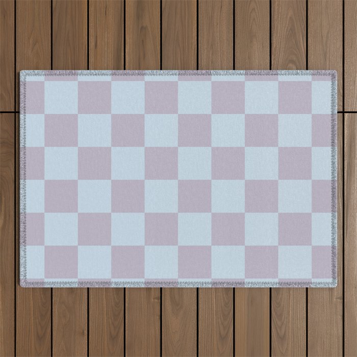 Soft Sky x Powdered Lavender Mixed Checker Outdoor Rug Gallery Image 1