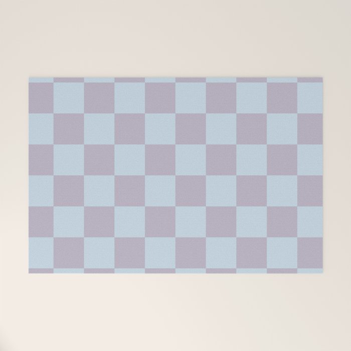 Soft Sky x Powdered Lavender Mixed Checker Welcome Mat Gallery Image 1