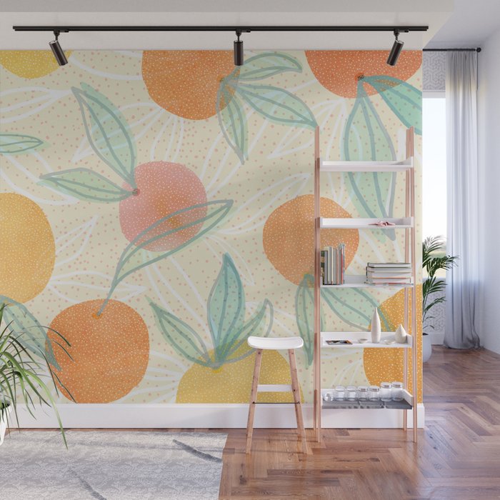 Tangerine and Friends - Fruit Pattern Wall Mural Gallery Image 1